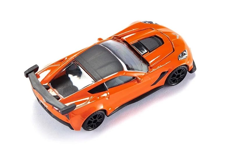 Siku 1534, Chevrolet Corvette ZR1, Orange/Black, Opening Bonnet, Toy Vehicle for Children - Image 4
